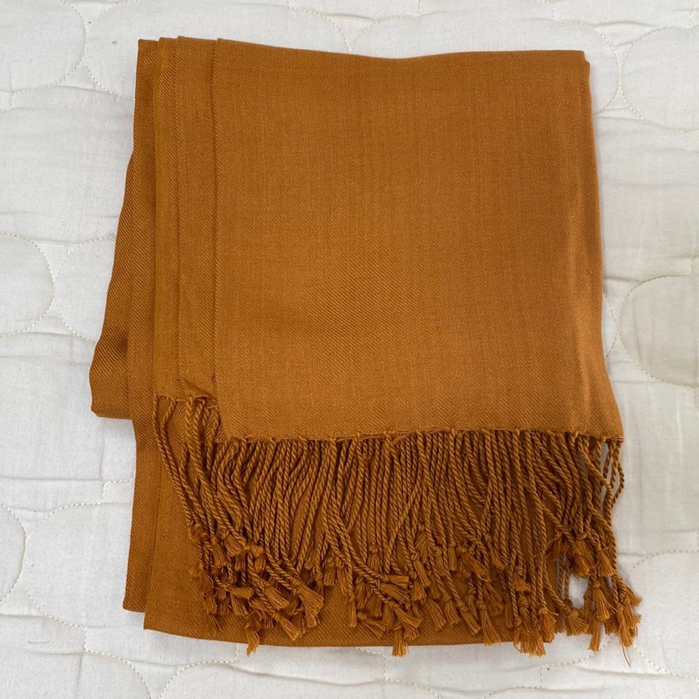 Beautiful, large mustard colored scarf — never worn